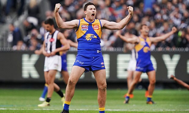 Photographers Choice - AFL 2018 Grand Final MELBOURNE, AUSTRALIA - SEPTEMBER 29: Jeremy McGovern of the Eagles celebrates the win on the final siren during the 2018 Toyota AFL Grand Final match between the West Coast Eagles and the Collingwood Magpies at the Melbourne Cricket Ground on September 29, 2018 in Melbourne, Australia. (Photo by Michael Dodge/AFL Media)